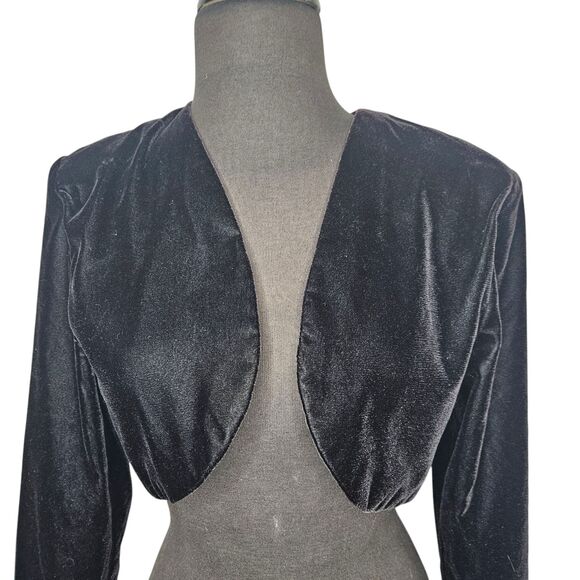 GUNNE SAX Black Velvet Jacket Small Short Crop Shrug Bolero Jessica Mclintock - Picture 1 of 6
